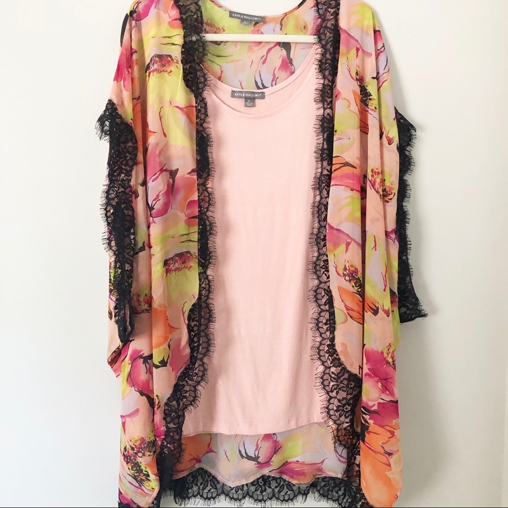 Kate & Mallory Floral Cocoon Kimono and Tank
